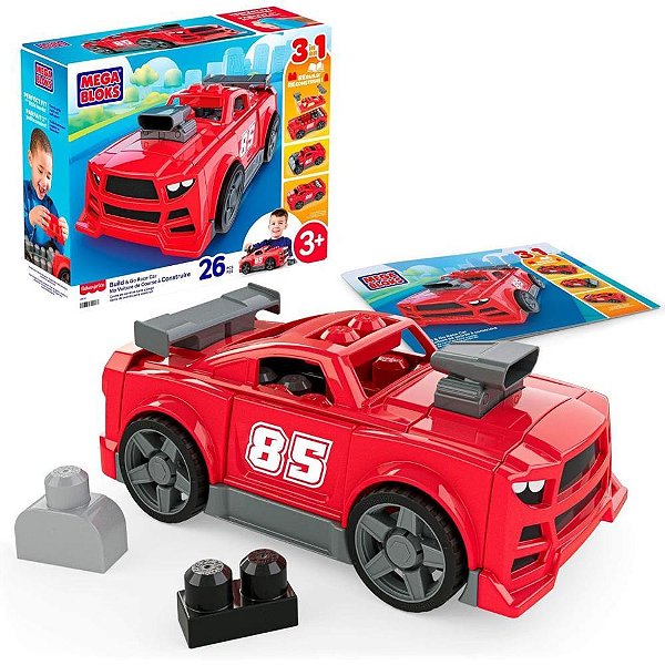 Mega bloks monte e acelere auto 3em1 26p - mattel (unidade)