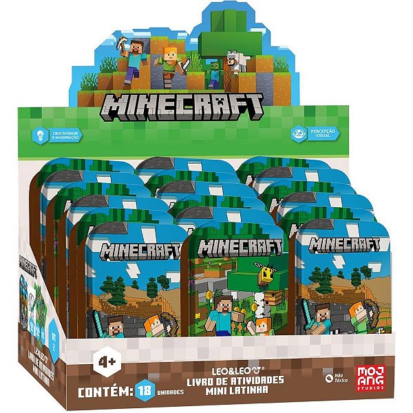 Livro de atividades minecraft mini latinha - leonora (dp.c/18)