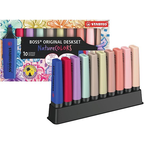 Caneta marca texto stabillo boss nat. colors 10co - sertic (estojo)