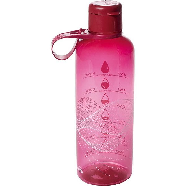 Garrafa plastica fitness cilindrica 970ml rosa - plasutil (unidade)