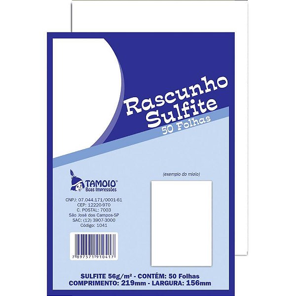 Bloco para rascunho sulfite 1/18 50fls - tamoio (pct.c/05)