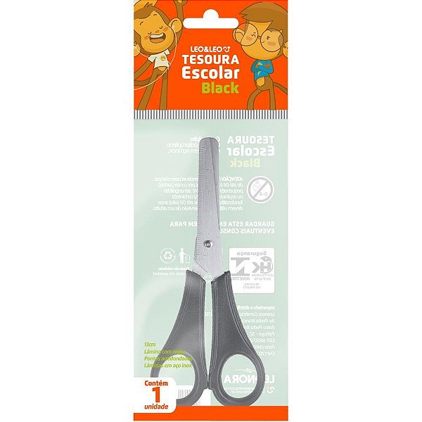 Tesoura escolar black 13cm - leonora (cx.c/60)