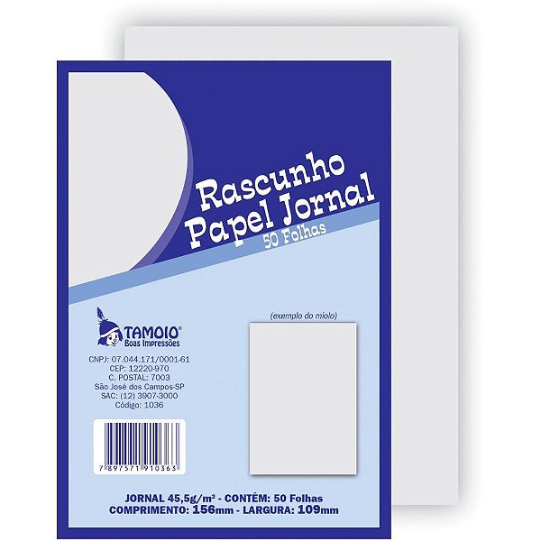 Bloco para rascunho jornal 1/36 50fls - tamoio (pct.c/05)