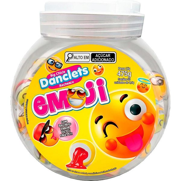 Doce danclets emoji c/recheio (sortido) - danilla foods (pote-50)