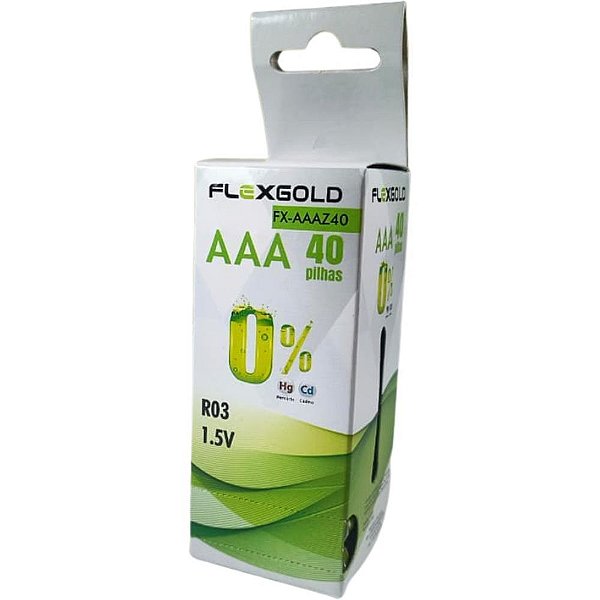 Pilha zinco palito aaa 1,5v tubo c/40pilha - flex (caixa)