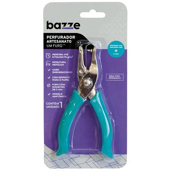 Perfurador de papel 1 furo bazze emborrachado p/8fls - summit (blister)