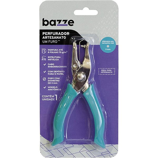 Perfurador de papel 1 furo bazze emborrachado p/8fls - summit (blister)