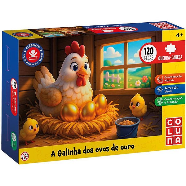 Quebra-cabeca cartonado a galinha dos ovos de ouro 120 - coluna (unidade)