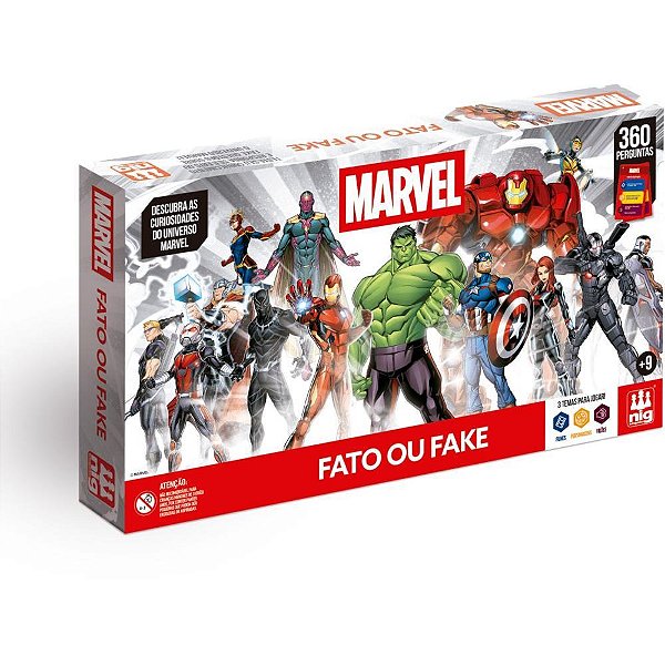 Jogo de tabuleiro marvel herois fato ou fake - nig brinquedos (unidade)