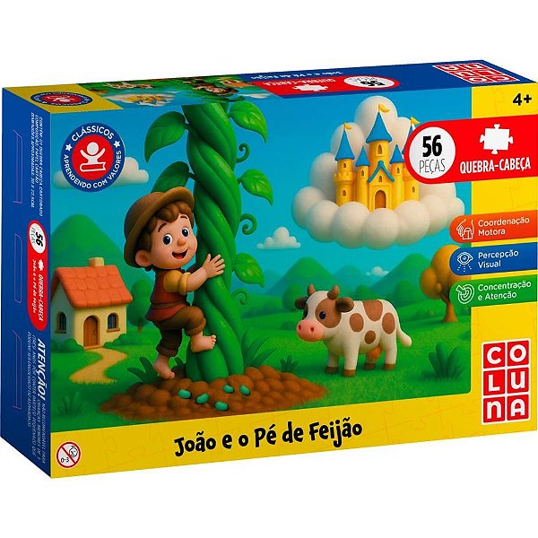 Quebra-cabeca cartonado joao e o pe de feijao 56pecas - coluna (unidade)