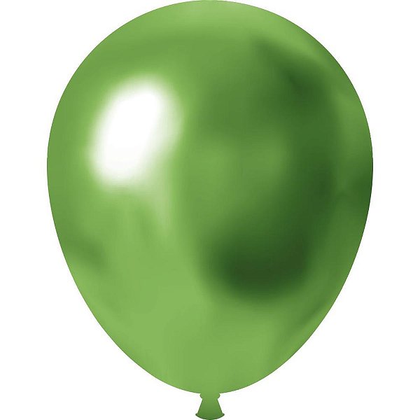 Balao 9 liso cromado verde metalico - festcolor (pct.c/25)
