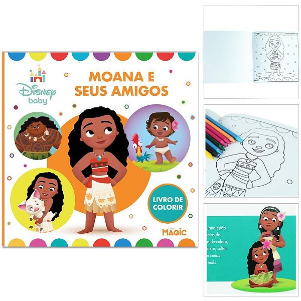 Livro de colorir moana 24pgs 24x24cm - magic kids (unidade)