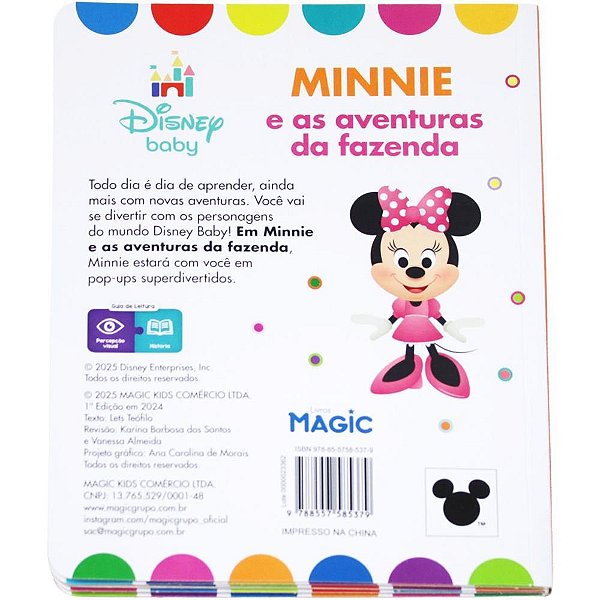 Livro infantil ilustrado pop-up minnie e as aventuras - magic kids (unidade)