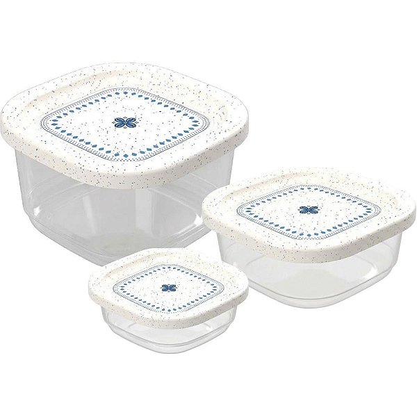 Pote plastico conj. 3potes encaixaveis c/val - plasutil (kit)