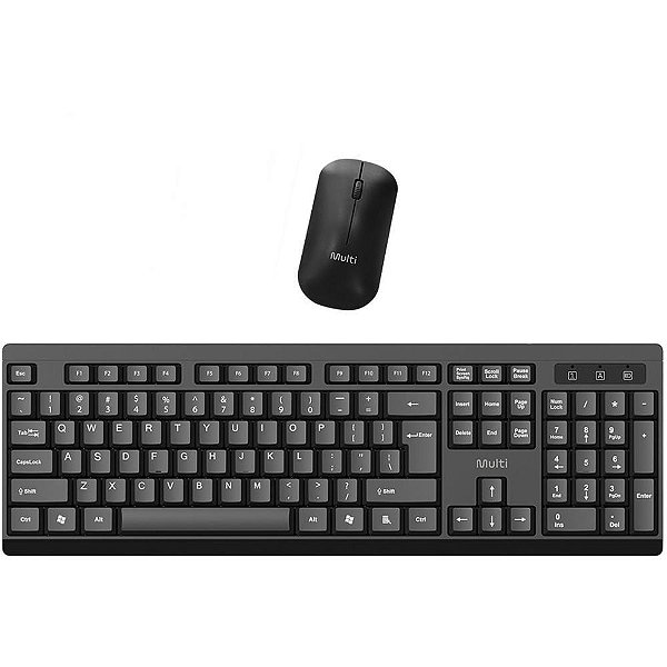 Kit perifericos teclado+mouse s/fio slim preto - multi (kit)