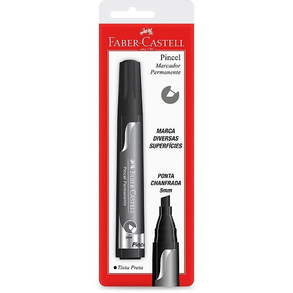 Pincel marcador permanente preto bl.c/01 - faber-castell (cx.c/22)