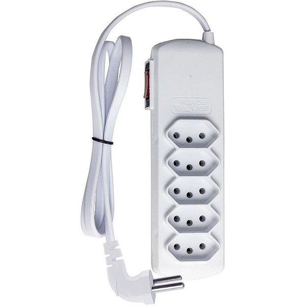 Filtro de linha 5 tomadas slim plug 90° biv. b - force line (unidade)