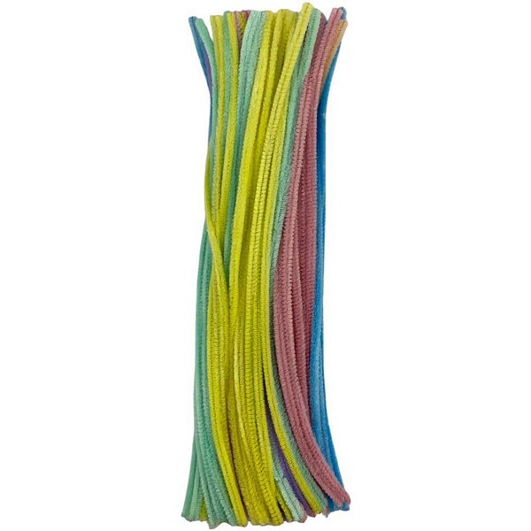 Acessorio para cabelo haste de chenille tons pastel - art lille (pct.c/100)