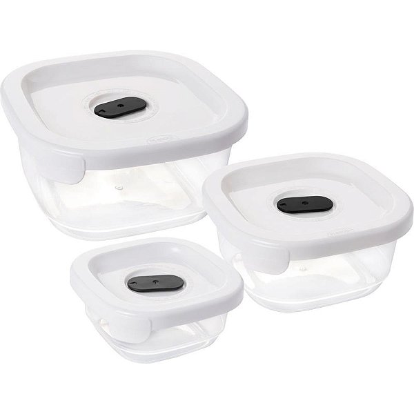Pote plastico conj. 3 potes encaixaveis c/va - plasutil (kit)