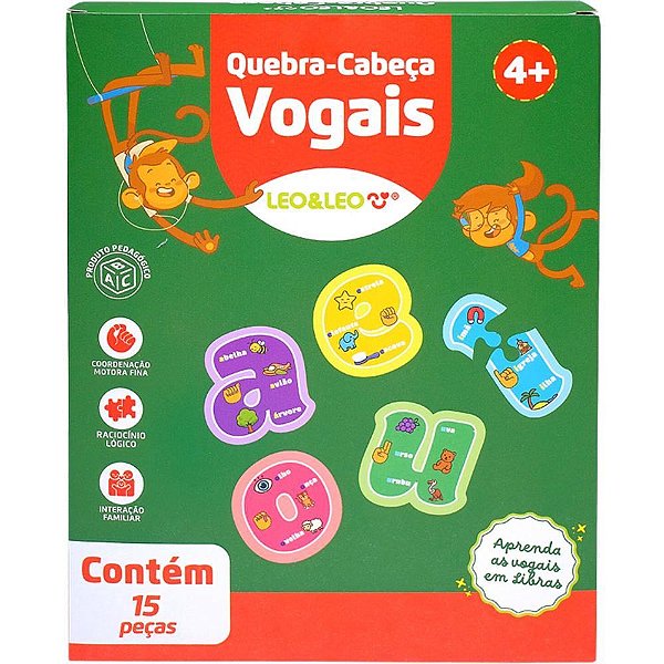 Brinquedo pedagogico vogais 15 pecas - leonora (unidade)