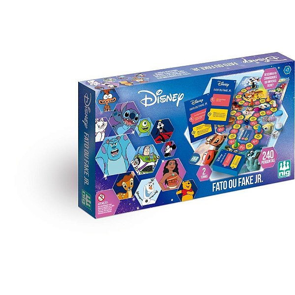 Jogo de tabuleiro disney fato ou fake jr. - nig brinquedos (unidade)