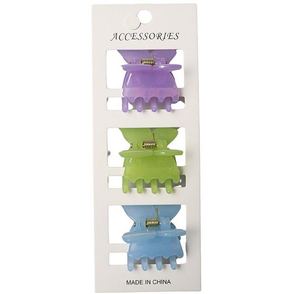 Acessorio para cabelo piranha borboleta 5cm candy - kit (ct.c/03)