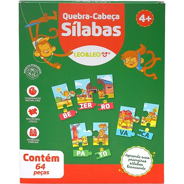 Brinquedo pedagogico silabas 64 pecas - leonora (unidade)