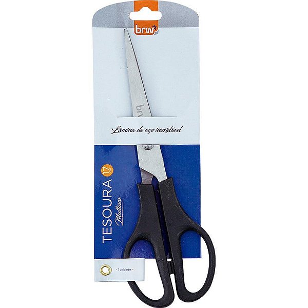 Tesoura multiuso cabo preto 17cm - brw (blister)
