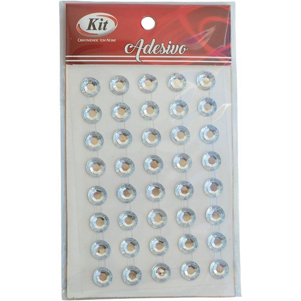 Pedraria strass 8mm adesivo cristal - kit (pct.c/20)
