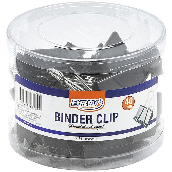 Prendedor de papel binder 40mm preto - brw (pote-24)