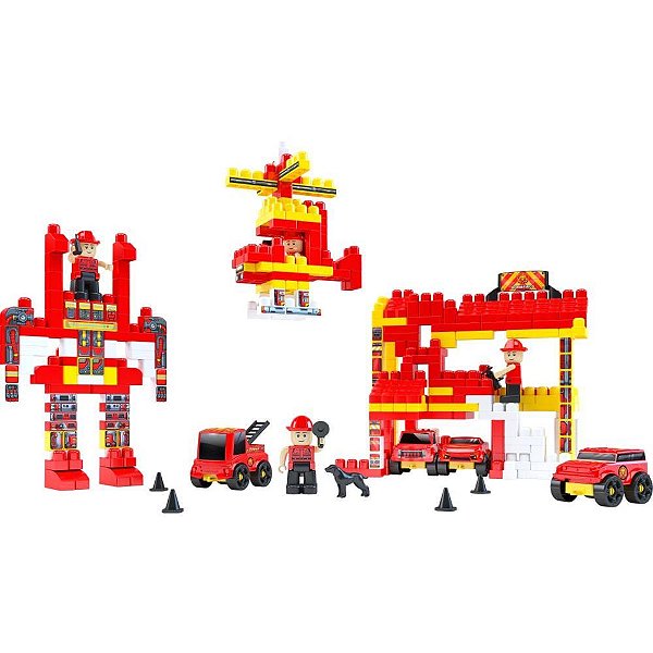 Brinquedo para montar bombeiro click 340pcs - dismat (unidade)
