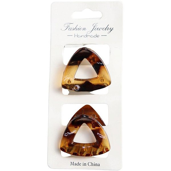 Acessorio para cabelo piranha triangulo 5cm tartarug - kit (ct./02)