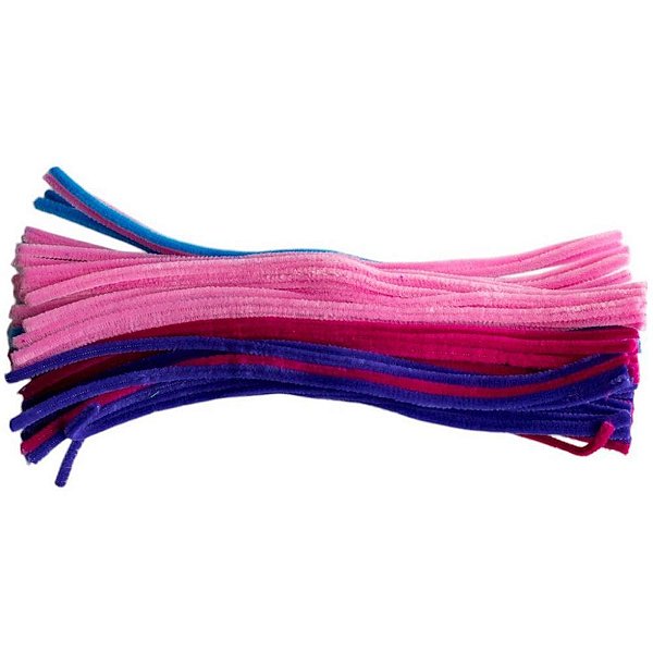 Acessorio para cabelo haste chenille 30cm aveludado - kit (pct.c/100)