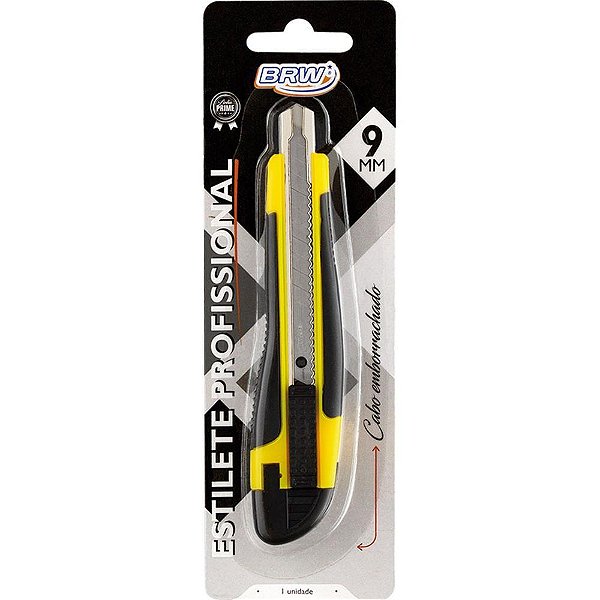 Estilete estreito 9mm profissional cabo emborrac - brw (blister)