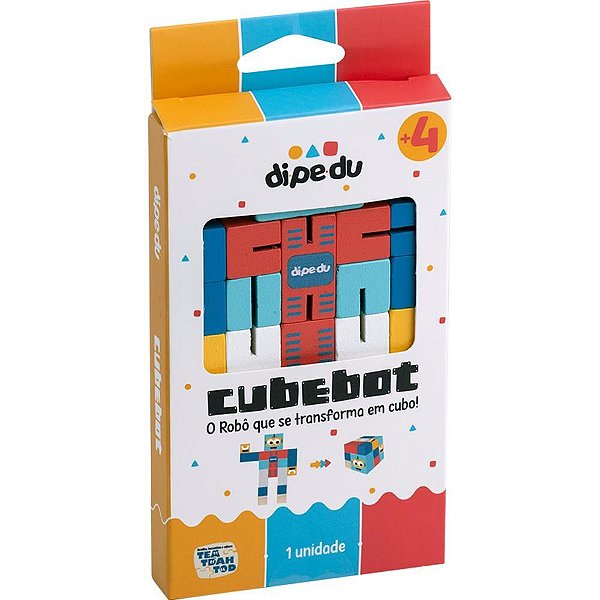 Brinquedo pedagogico madeira dipedu cubebot - brw (unidade)