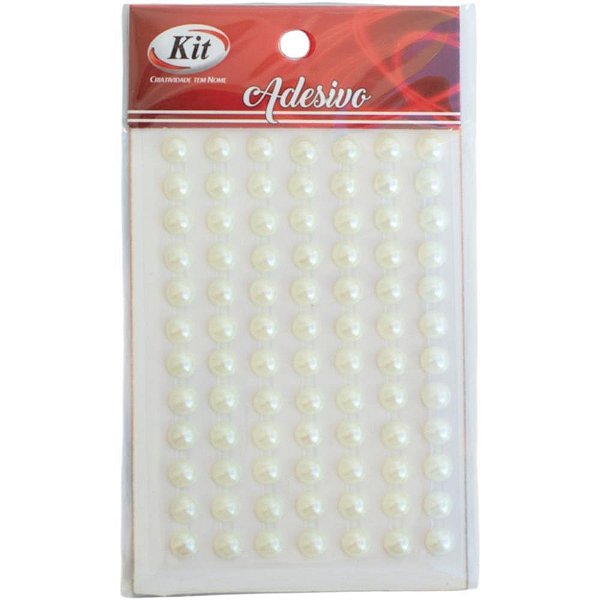 Pedraria 1/2 perola 6mm adesiva creme - kit (pct.c/12)