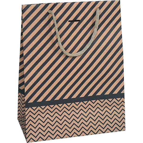 Sacola para presente decorada kraft md 21x27x10cm (sortido) - cristina (pct.c/10)