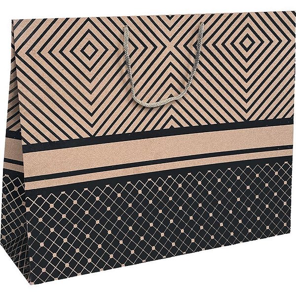 Sacola para presente decorada kraft horizontal 40x32x12cm(sortido) - cristina (pct.c/10)