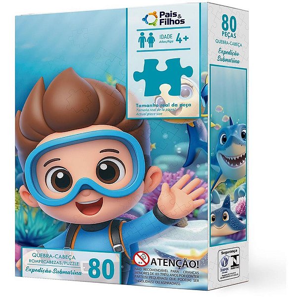 Quebra-cabeca cartonado expedicao submarina 80 pecas - pais e filhos (unidade)