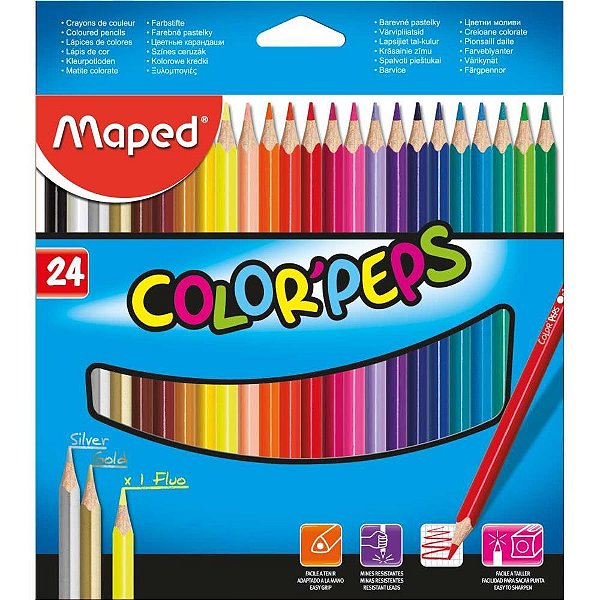 Lapis de cor triangular color peps classico 24cores - maped (pct.c/04)