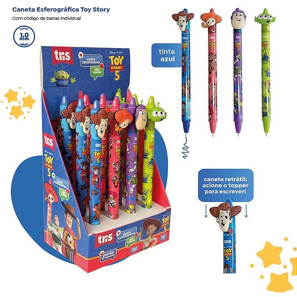 Caneta esferografica toy story 5 c/4 modelos - summit (dp.c/12)
