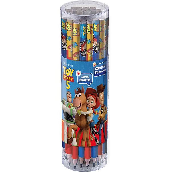 Lapis preto redondo decorado toy story 5 2 modelos - summit (pote-36)