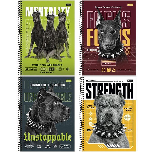 Caderno 01x1 capa dura hard dog 80fls. - foroni (pct.c/4)