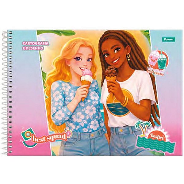 Caderno desenho univ capa dura besties 80fls. - foroni (pct.c/05)