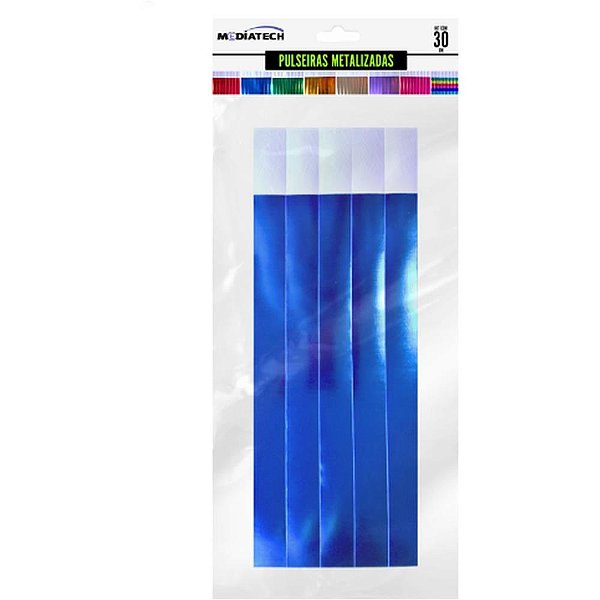 Pulseira identificacao hband azul metalizada - tecnomidia (bl.c/30)