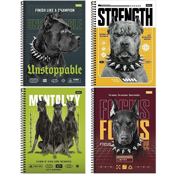 Caderno 15x1 capa dura hard dog 240fls. - foroni (pct.c/02)