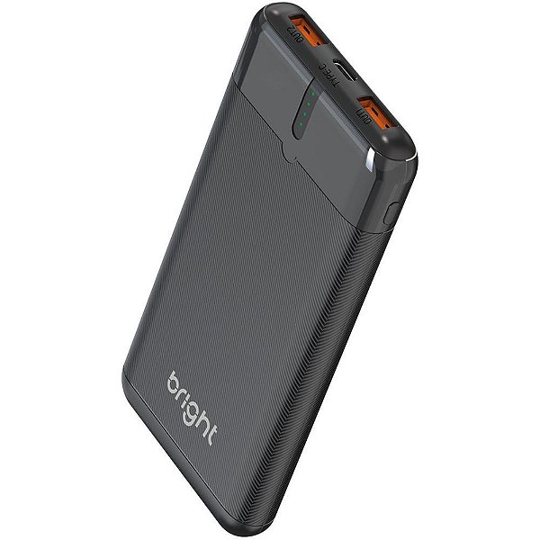 Carregador portatil 10.000mah power bank preto - bright (unidade)