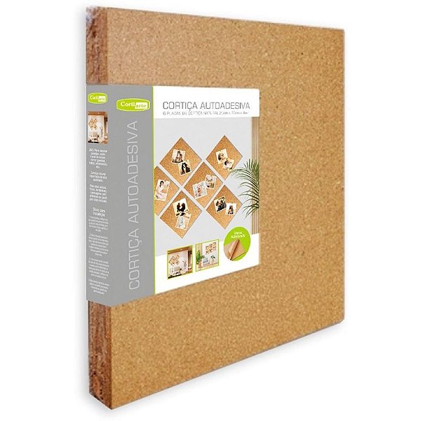 Cortica em folhas auto adesiva 29x29cm 4mm - cortiarte (pct.c/06)