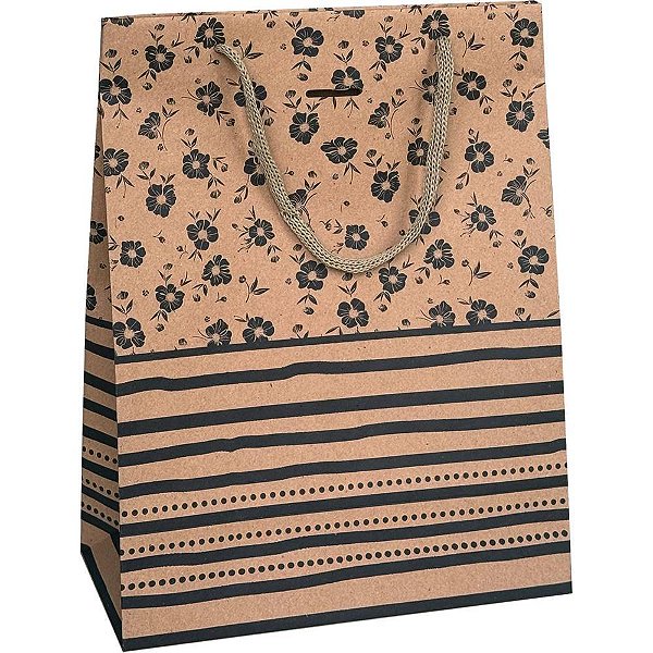 Sacola para presente decorada kraft gd 29x40x12cm (sortido) - cristina (pct.c/10)