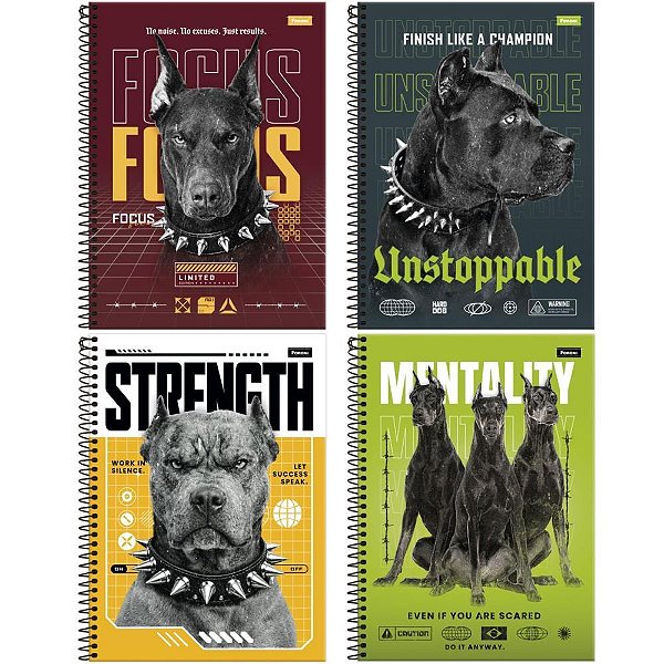 Caderno 10x1 capa dura hard dog 160fls. - foroni (pct.c/04)